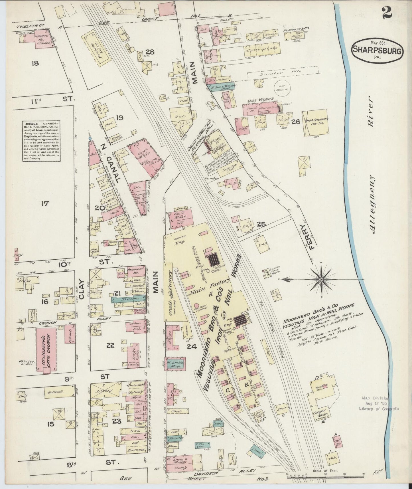 Sanborn Fire Insurance Map from Sharpsburg, Allegheny County, Pennsylvania (1884), Sheet #0002 - Complete Map Set gallery image, historic Sanborn map, vintage wall art, Pennsylvania Pennsylvania