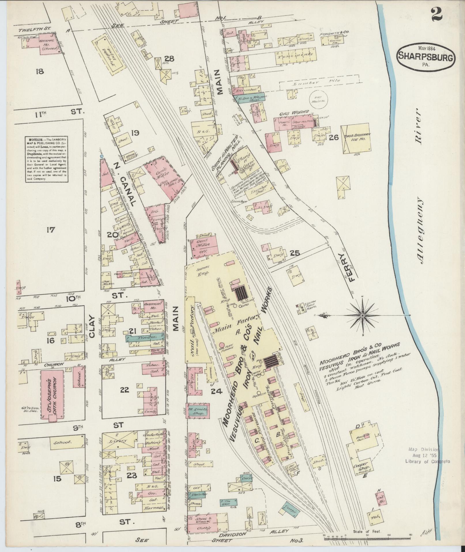 Sanborn Fire Insurance Map from Sharpsburg, Allegheny County, Pennsylvania (1884), Sheet #0002 - Complete Map Set gallery image, historic Sanborn map, vintage wall art, Pennsylvania Pennsylvania