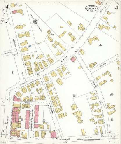 Sanborn Fire Insurance Map from Suncook, Merrimack County, New Hampshire (1923), Sheet #0004 - Complete Map Set gallery image, historic Sanborn map, vintage wall art, New Hampshire New Hampshire