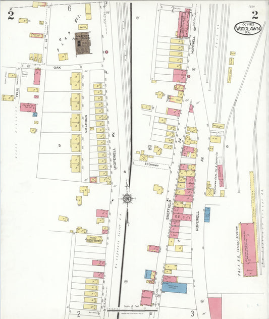 Sanborn Fire Insurance Map from Woodlawn, Beaver County, Pennsylvania (1923), Sheet #0002 - Historic Sanborn Fire Insurance Map Print, vintage old map wall art, antique decor, genealogy gift, Pennsylvania Pennsylvania map