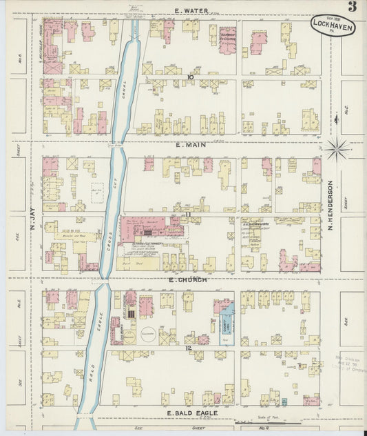 Sanborn Fire Insurance Map from Lock Haven, Clinton County, Pennsylvania (1891), Sheet #0003 - Historic Sanborn Fire Insurance Map Print, vintage old map wall art, antique decor, genealogy gift, Pennsylvania Pennsylvania map