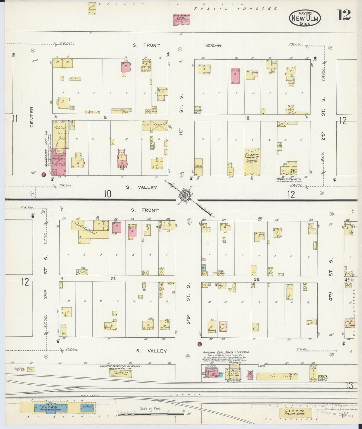 Sanborn Fire Insurance Map from New Ulm, Brown County, Minnesota (1913), Sheet #0012 - Complete Map Set gallery image, historic Sanborn map, vintage wall art, Minnesota Minnesota