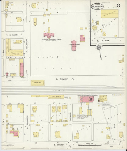 Sanborn Fire Insurance Map from Morrilton, Conway County, Arkansas (1913), Sheet #0008 - Complete Map Set gallery image, historic Sanborn map, vintage wall art, Arkansas Arkansas