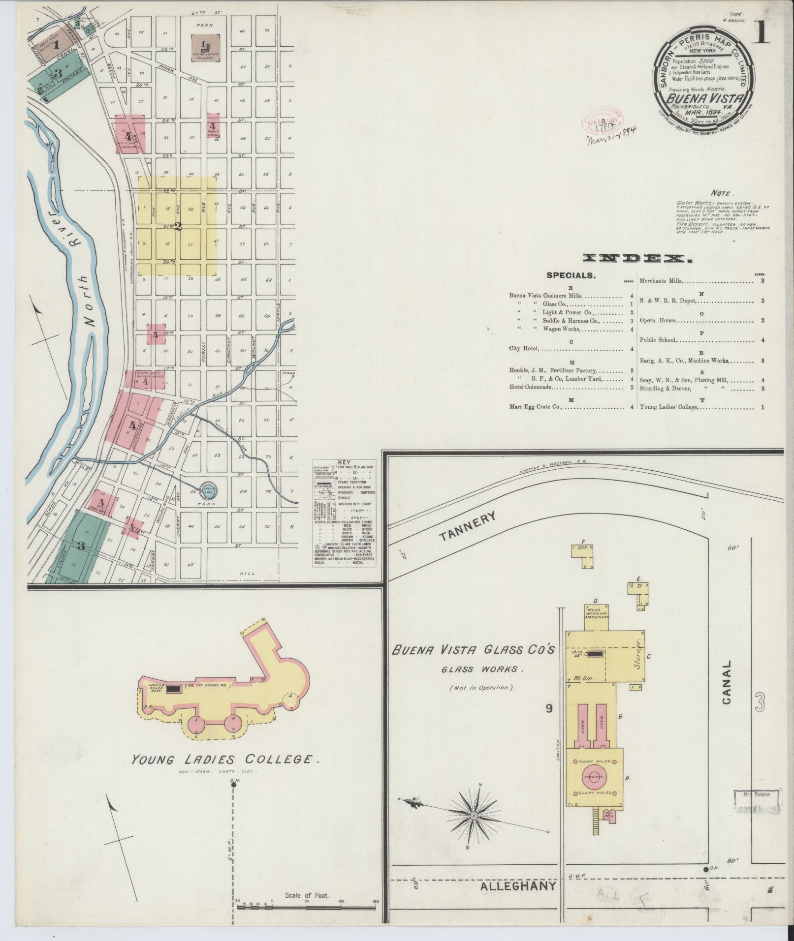 Sanborn Fire Insurance Map from Buena Vista, Independent Cities, Virginia. (1894) – Historic Sanborn Fire Insurance Map Print