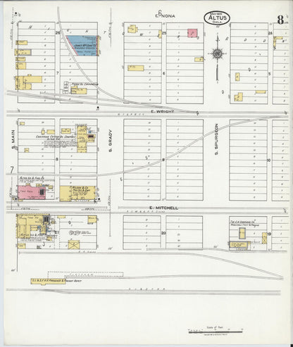 Sanborn Fire Insurance Map from Altus, Jackson County, Oklahoma (1920), Sheet #0008 - Complete Map Set gallery image, historic Sanborn map, vintage wall art, Oklahoma Oklahoma