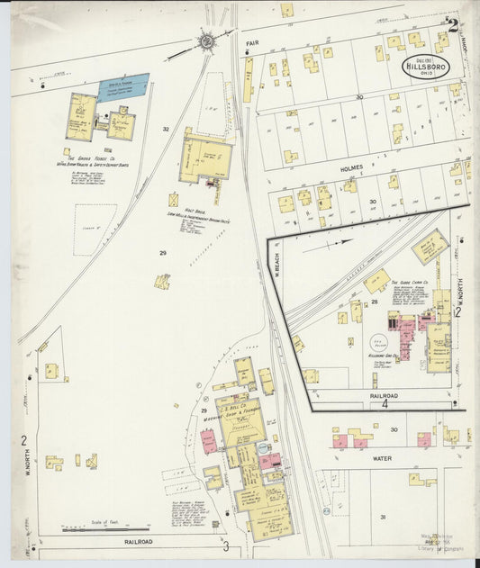 Sanborn Fire Insurance Map from Hillsboro, Highland County, Ohio (1911), Sheet #0002 - Historic Sanborn Fire Insurance Map Print, vintage old map wall art, antique decor, genealogy gift, Ohio Ohio map