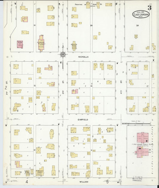 Sanborn Fire Insurance Map from East Jordan, Charlevoix County, Michigan (1912), Sheet #0003 - Historic Sanborn Fire Insurance Map Print, vintage old map wall art, antique decor, genealogy gift, Michigan Michigan map