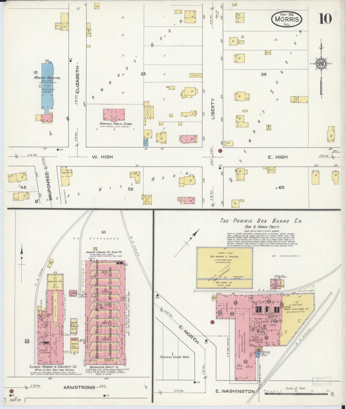 Sanborn Fire Insurance Map from Morris, Grundy County, Illinois (1916), Sheet #0010 - Complete Map Set gallery image, historic Sanborn map, vintage wall art, Illinois Illinois