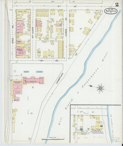 Sanborn Fire Insurance Map from Renovo, Clinton County, Pennsylvania (1892), Sheet #0002 - Complete Map Set gallery image, historic Sanborn map, vintage wall art, Pennsylvania Pennsylvania