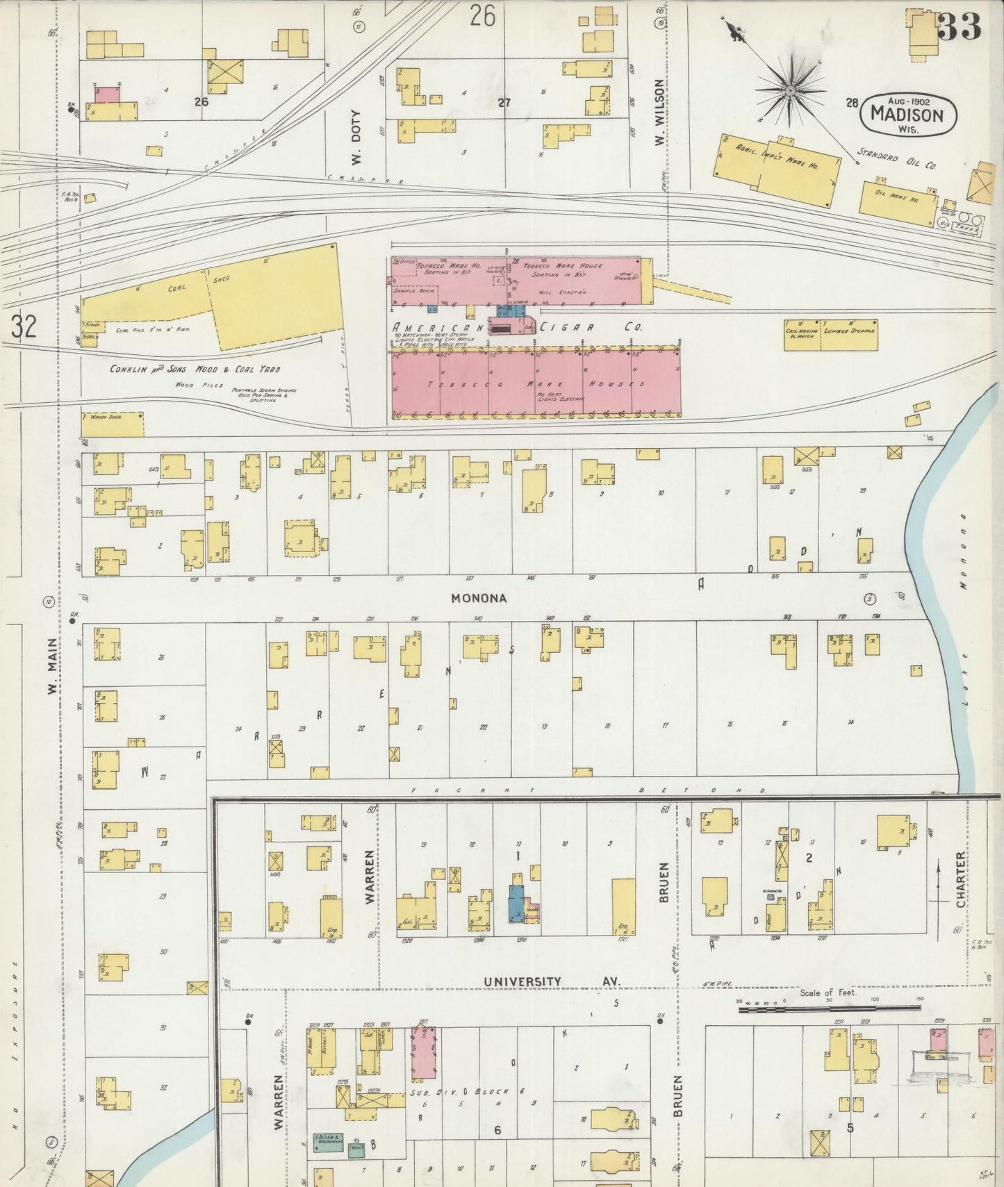 Sanborn Fire Insurance Map from Madison, Dane County, Wisconsin (1902), Sheet #0033 - Historic Sanborn Fire Insurance Map Print, vintage old map wall art, antique decor, genealogy gift, Wisconsin Wisconsin map