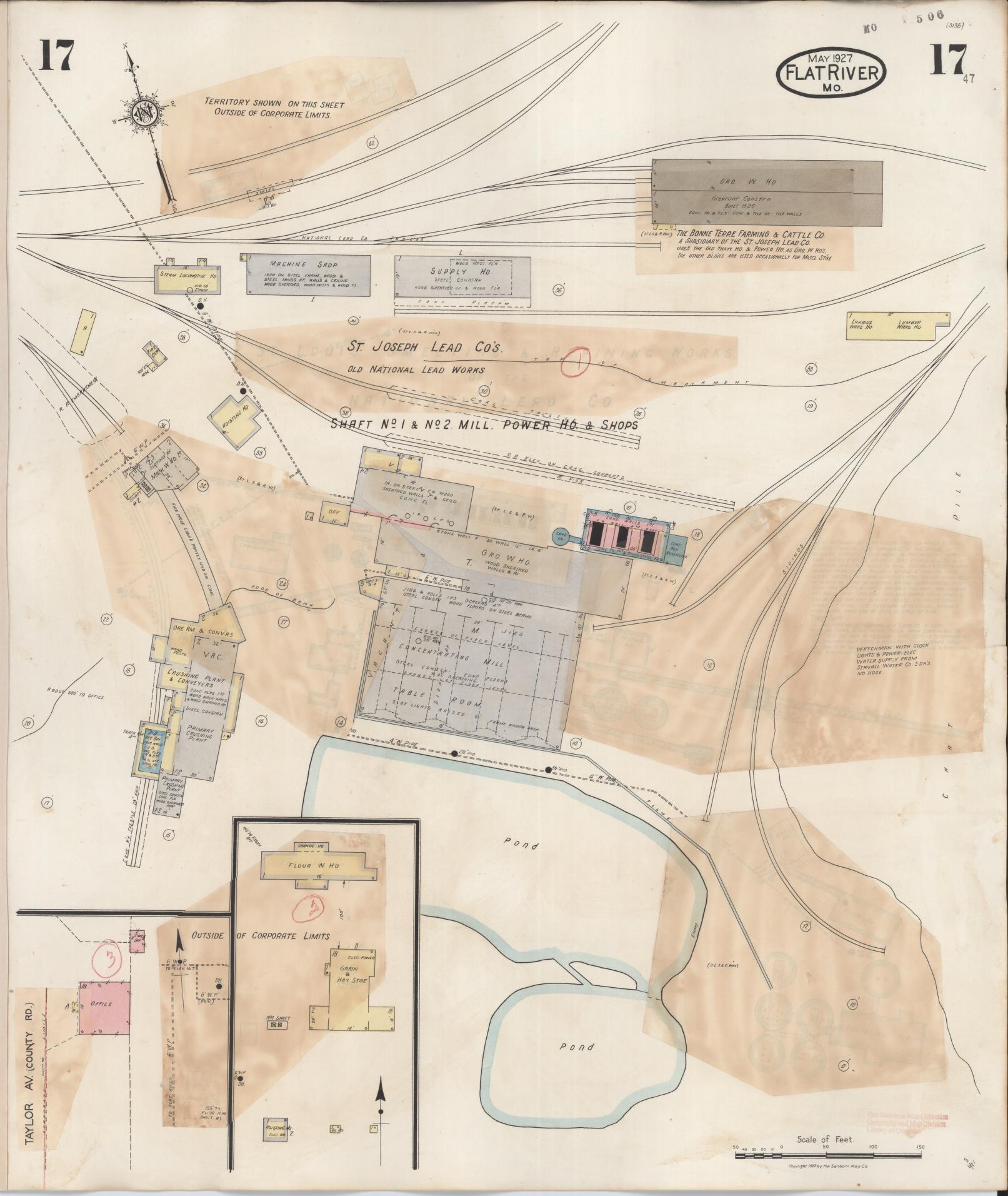 Sanborn Fire Insurance Map from Flat River, Saint Francois County, Missouri (1938), Sheet #0017 - Historic Sanborn Fire Insurance Map Print, vintage old map wall art, antique decor, genealogy gift, Missouri Missouri map