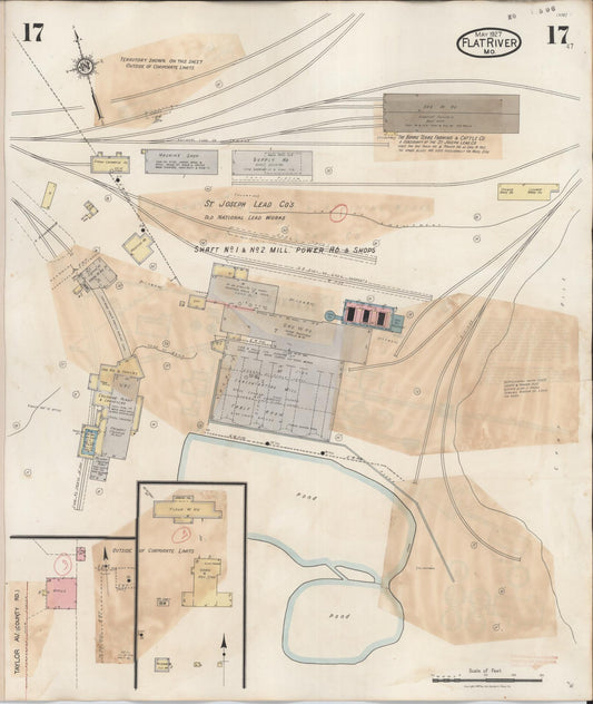 Sanborn Fire Insurance Map from Flat River, Saint Francois County, Missouri (1938), Sheet #0017 - Historic Sanborn Fire Insurance Map Print, vintage old map wall art, antique decor, genealogy gift, Missouri Missouri map