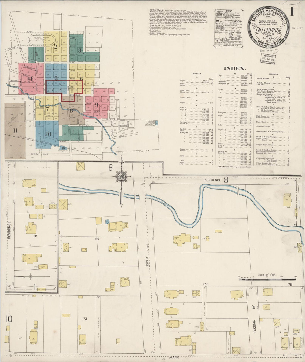 Sanborn Fire Insurance Map from Enterprise, Wallowa County, Oregon (1917), Sheet #0001 - Historic Sanborn Fire Insurance Map Print, vintage old map wall art, antique decor, genealogy gift, Oregon Oregon map
