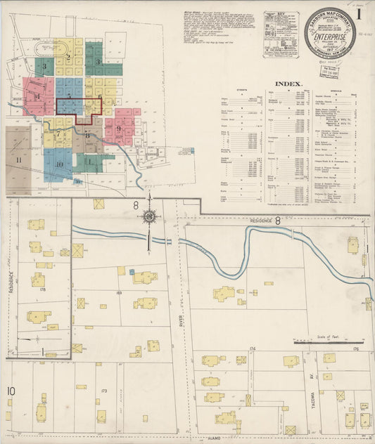Sanborn Fire Insurance Map from Enterprise, Wallowa County, Oregon (1917), Sheet #0001 - Historic Sanborn Fire Insurance Map Print, vintage old map wall art, antique decor, genealogy gift, Oregon Oregon map