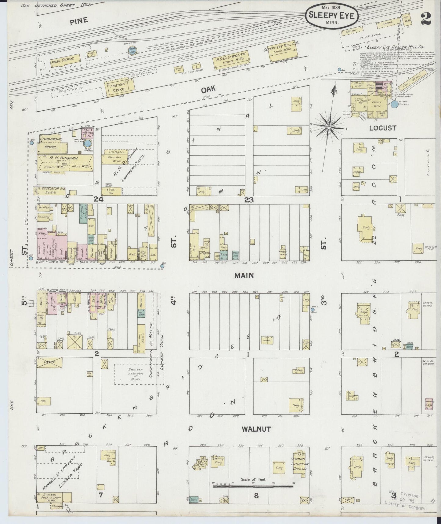 Sanborn Fire Insurance Map from Sleepy Eye, Brown County, Minnesota (1889), Sheet #0002 - Complete Map Set gallery image, historic Sanborn map, vintage wall art, Minnesota Minnesota
