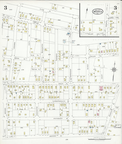 Sanborn Fire Insurance Map from Merrick, Nassau County, New York (1929), Sheet #0003 - Complete Map Set gallery image, historic Sanborn map, vintage wall art, New York New York