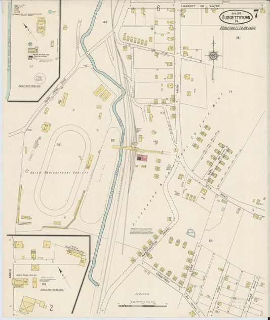 Sanborn Fire Insurance Map from Burgettstown, Washington County, Pennsylvania (1915), Sheet #0007 - Historic Sanborn Fire Insurance Map Print, vintage old map wall art, antique decor, genealogy gift, Pennsylvania Pennsylvania map