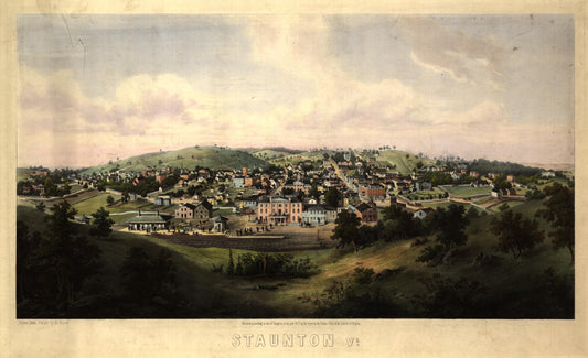Staunton, Va. (1857) – Historic Bird’s-Eye View Panorama Print