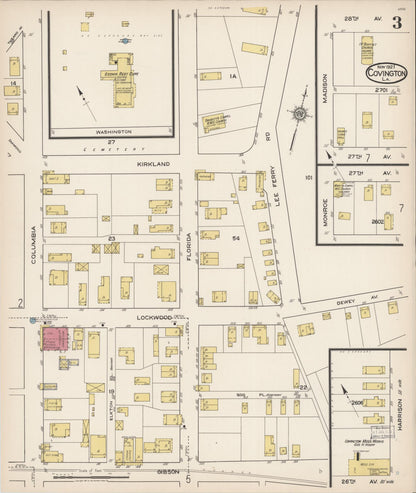 Sanborn Fire Insurance Map from Covington, Saint Tammany Parish, Louisiana (1921), Sheet #0003 - Complete Map Set gallery image, historic Sanborn map, vintage wall art, Louisiana Louisiana