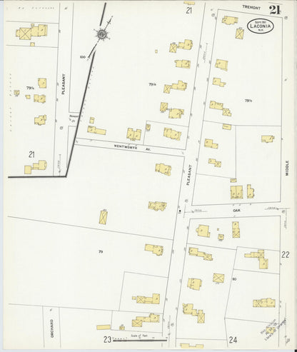 Sanborn Fire Insurance Map from Laconia, Belknap County, New Hampshire (1911), Sheet #0021 - Complete Map Set gallery image, historic Sanborn map, vintage wall art, New Hampshire New Hampshire
