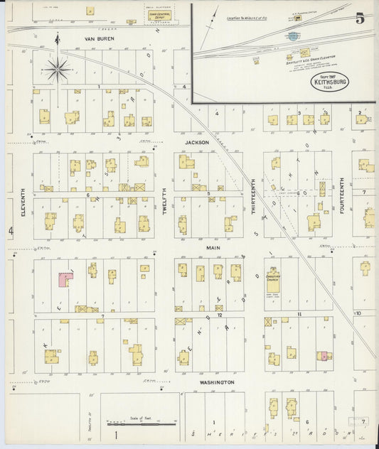 Sanborn Fire Insurance Map from Keithsburg, Mercer County, Illinois (1907), Sheet #0005 - Historic Sanborn Fire Insurance Map Print, vintage old map wall art, antique decor, genealogy gift, Illinois Illinois map