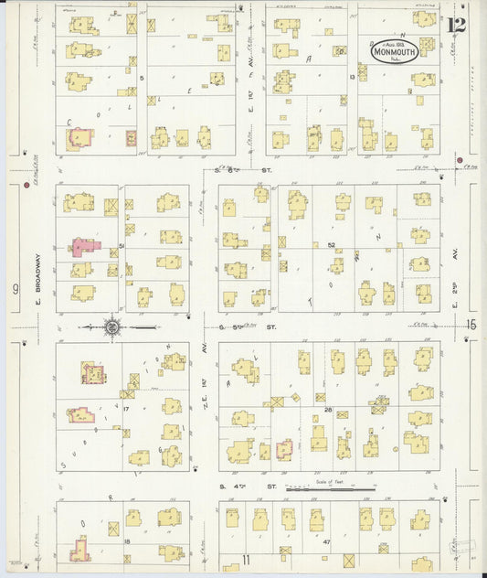 Sanborn Fire Insurance Map from Monmouth, Warren County, Illinois (1913), Sheet #0012 - Historic Sanborn Fire Insurance Map Print, vintage old map wall art, antique decor, genealogy gift, Illinois Illinois map