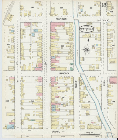Sanborn Fire Insurance Map from Pottsville, Schuylkill County, Pennsylvania (1891), Sheet #0018 - Complete Map Set gallery image, historic Sanborn map, vintage wall art, Pennsylvania Pennsylvania