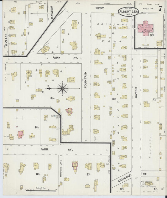 Sanborn Fire Insurance Map from Albert Lea, Freeborn County, Minnesota (1891), Sheet #0007 - Historic Sanborn Fire Insurance Map Print, vintage old map wall art, antique decor, genealogy gift, Minnesota Minnesota map