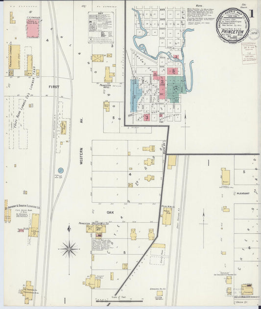 Sanborn Fire Insurance Map from Princeton, Mille Lacs County, Minnesota (1899), Sheet #0001 - Historic Sanborn Fire Insurance Map Print, vintage old map wall art, antique decor, genealogy gift, Minnesota Minnesota map