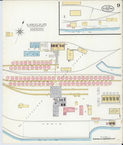 Sanborn Fire Insurance Map from Gladstone, Delta County, Michigan (1907), Sheet #0009 - Complete Map Set gallery image, historic Sanborn map, vintage wall art, Michigan Michigan