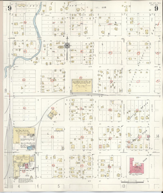 Sanborn Fire Insurance Map from Bay City, Matagorda County, Texas (1947), Sheet #0009 - Historic Sanborn Fire Insurance Map Print, vintage old map wall art, antique decor, genealogy gift, Texas Texas map