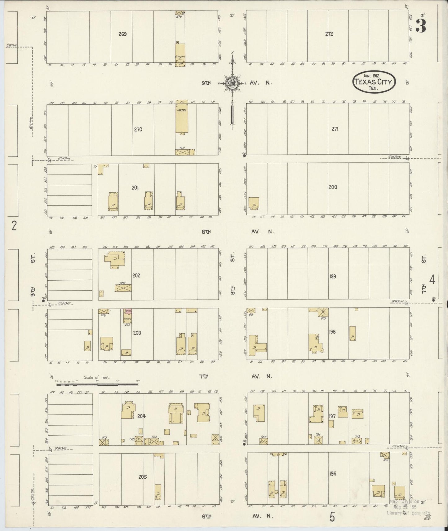 Sanborn Fire Insurance Map from Texas City, Galveston County, Texas (1912), Sheet #0003 - Complete Map Set gallery image, historic Sanborn map, vintage wall art, Texas Texas