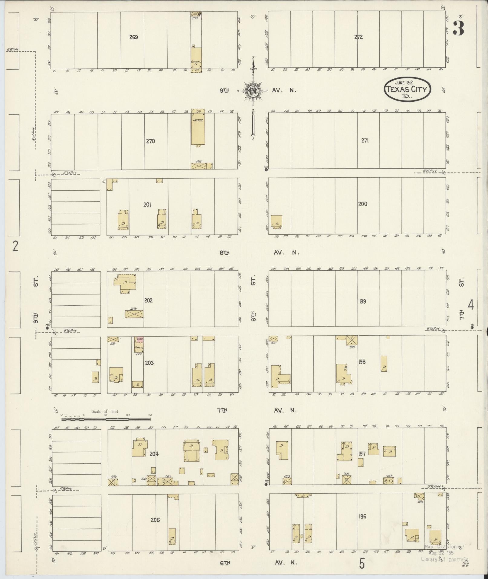 Sanborn Fire Insurance Map from Texas City, Galveston County, Texas (1912), Sheet #0003 - Complete Map Set gallery image, historic Sanborn map, vintage wall art, Texas Texas