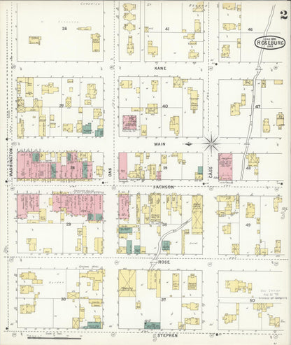 Sanborn Fire Insurance Map from Roseburg, Douglas County, Oregon (1895), Sheet #0002 - Complete Map Set gallery image, historic Sanborn map, vintage wall art, Oregon Oregon