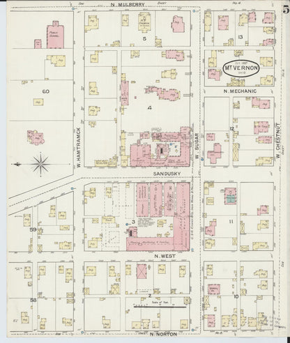 Sanborn Fire Insurance Map from Mount Vernon, Knox County, Ohio (1887), Sheet #0005 - Historic Sanborn Fire Insurance Map Print, vintage old map wall art, antique decor, genealogy gift, Ohio Ohio map