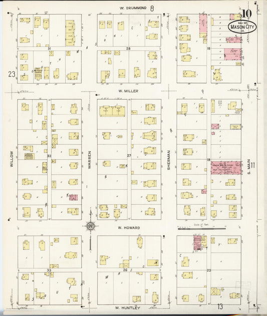 Sanborn Fire Insurance Map from Mason City, Cerro Gordo County, Iowa (1915), Sheet #0010 - Historic Sanborn Fire Insurance Map Print, vintage old map wall art