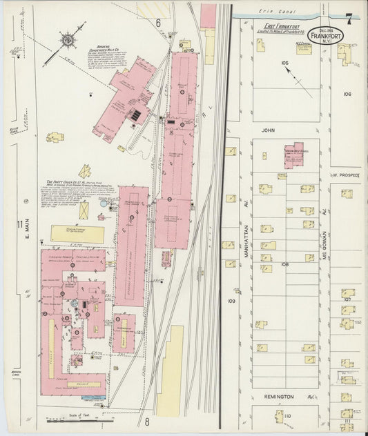 Sanborn Fire Insurance Map from Frankfort, Herkimer County, New York (1914), Sheet #0007 - Historic Sanborn Fire Insurance Map Print, vintage old map wall art, antique decor, genealogy gift, New York New York map