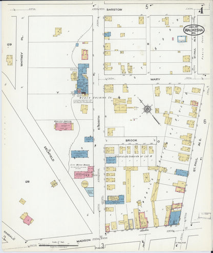 Sanborn Fire Insurance Map from Waukesha, Waukesha County, Wisconsin (1917), Sheet #0004 - Complete Map Set gallery image, historic Sanborn map, vintage wall art, Wisconsin Wisconsin