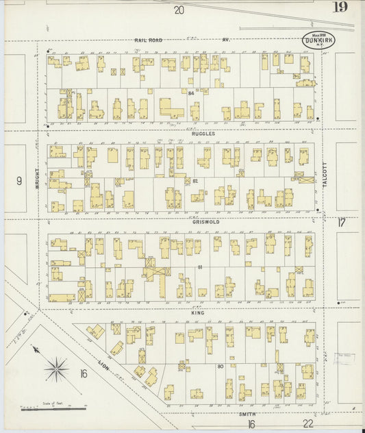 Sanborn Fire Insurance Map from Dunkirk, Chautauqua County, New York (1898), Sheet #0019 - Historic Sanborn Fire Insurance Map Print, vintage old map wall art, antique decor, genealogy gift, New York New York map