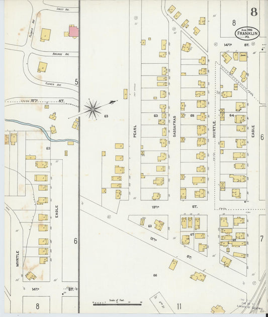 Sanborn Fire Insurance Map from Franklin, Venango County, Pennsylvania (1906), Sheet #0008 - Historic Sanborn Fire Insurance Map Print, vintage old map wall art, antique decor, genealogy gift, Pennsylvania Pennsylvania map