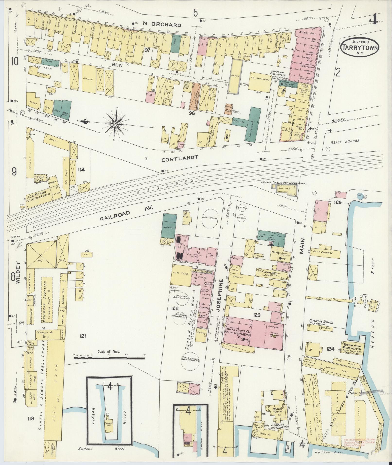 Sanborn Fire Insurance Map from Tarrytown, Westchester County, New York (1909), Sheet #0004 - Historic Sanborn Fire Insurance Map Print, vintage old map wall art, antique decor, genealogy gift, New York New York map