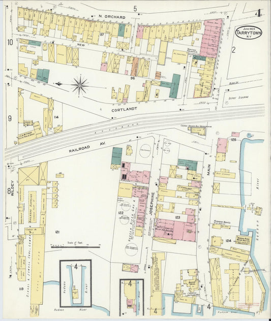 Sanborn Fire Insurance Map from Tarrytown, Westchester County, New York (1909), Sheet #0004 - Historic Sanborn Fire Insurance Map Print, vintage old map wall art, antique decor, genealogy gift, New York New York map