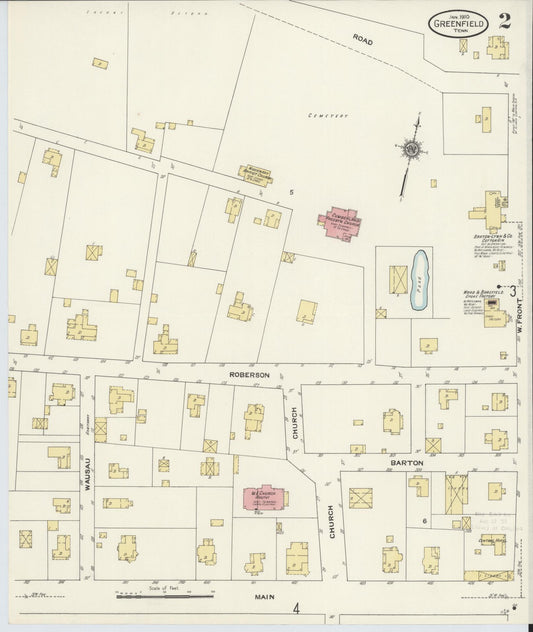 Sanborn Fire Insurance Map from Greenfield, Weakley County, Tennessee (1910), Sheet #0002 - Historic Sanborn Fire Insurance Map Print, vintage old map wall art, antique decor, genealogy gift, Tennessee Tennessee map