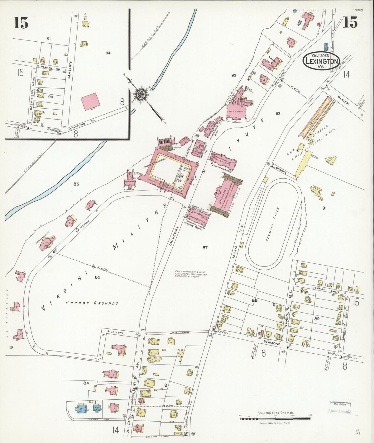 Sanborn Fire Insurance Map from Lexington, Independent Cities, Virginia (1926), Sheet #0015 - Complete Map Set gallery image, historic Sanborn map, vintage wall art, Virginia Virginia