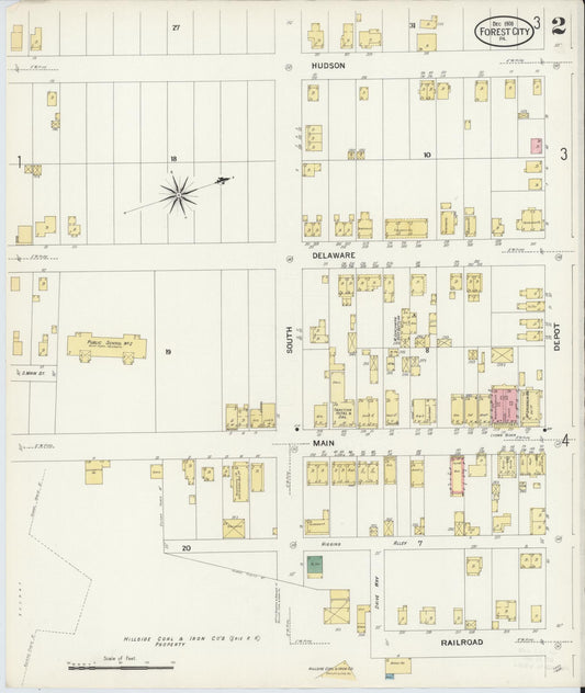 Sanborn Fire Insurance Map from Forest City, Susquehanna County, Pennsylvania (1908), Sheet #0002 - Historic Sanborn Fire Insurance Map Print, vintage old map wall art, antique decor, genealogy gift, Pennsylvania Pennsylvania map