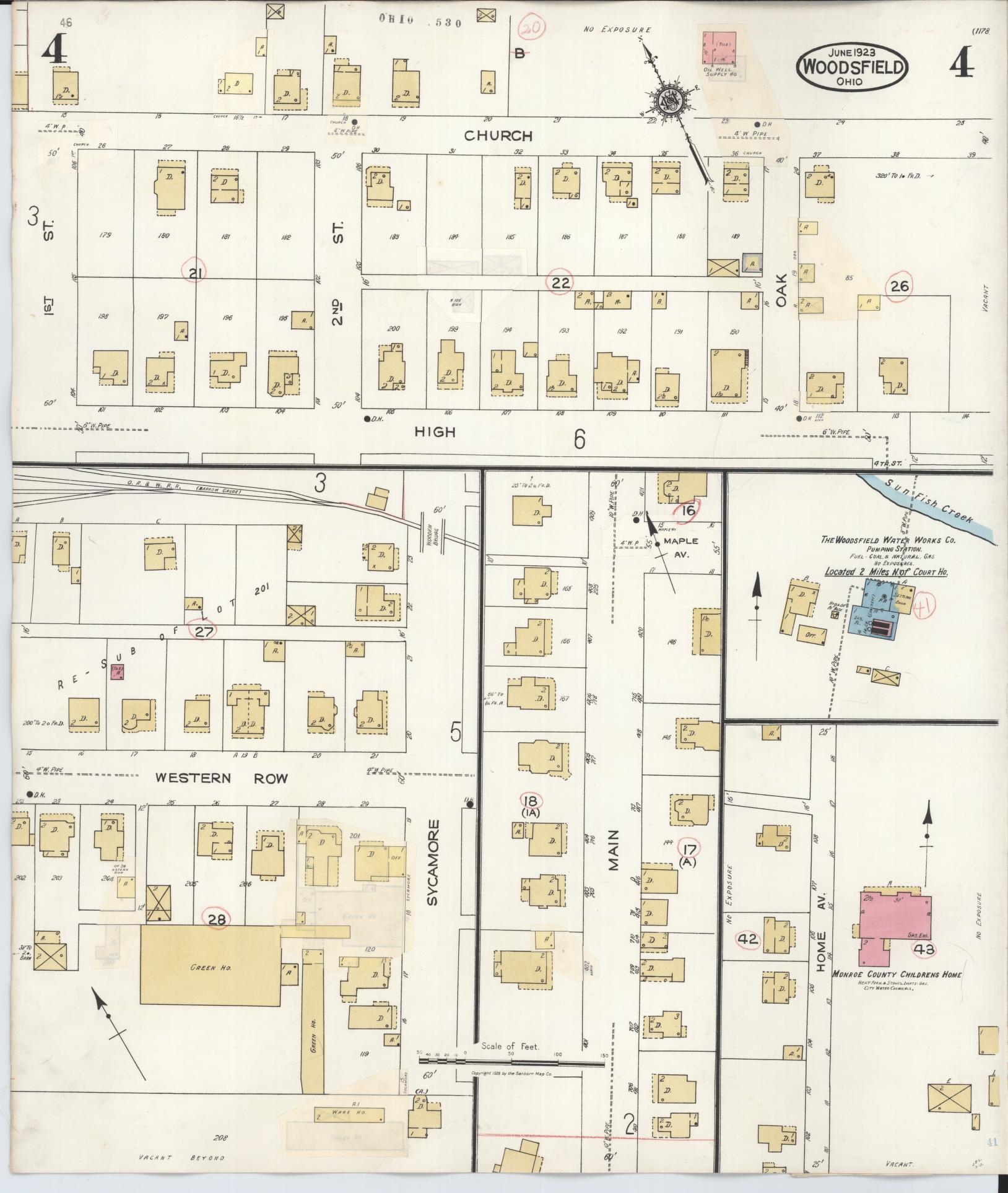 Sanborn Fire Insurance Map from Woodsfield, Monroe County, Ohio (1949), Sheet #0004 - Complete Map Set gallery image, historic Sanborn map, vintage wall art, Ohio Ohio