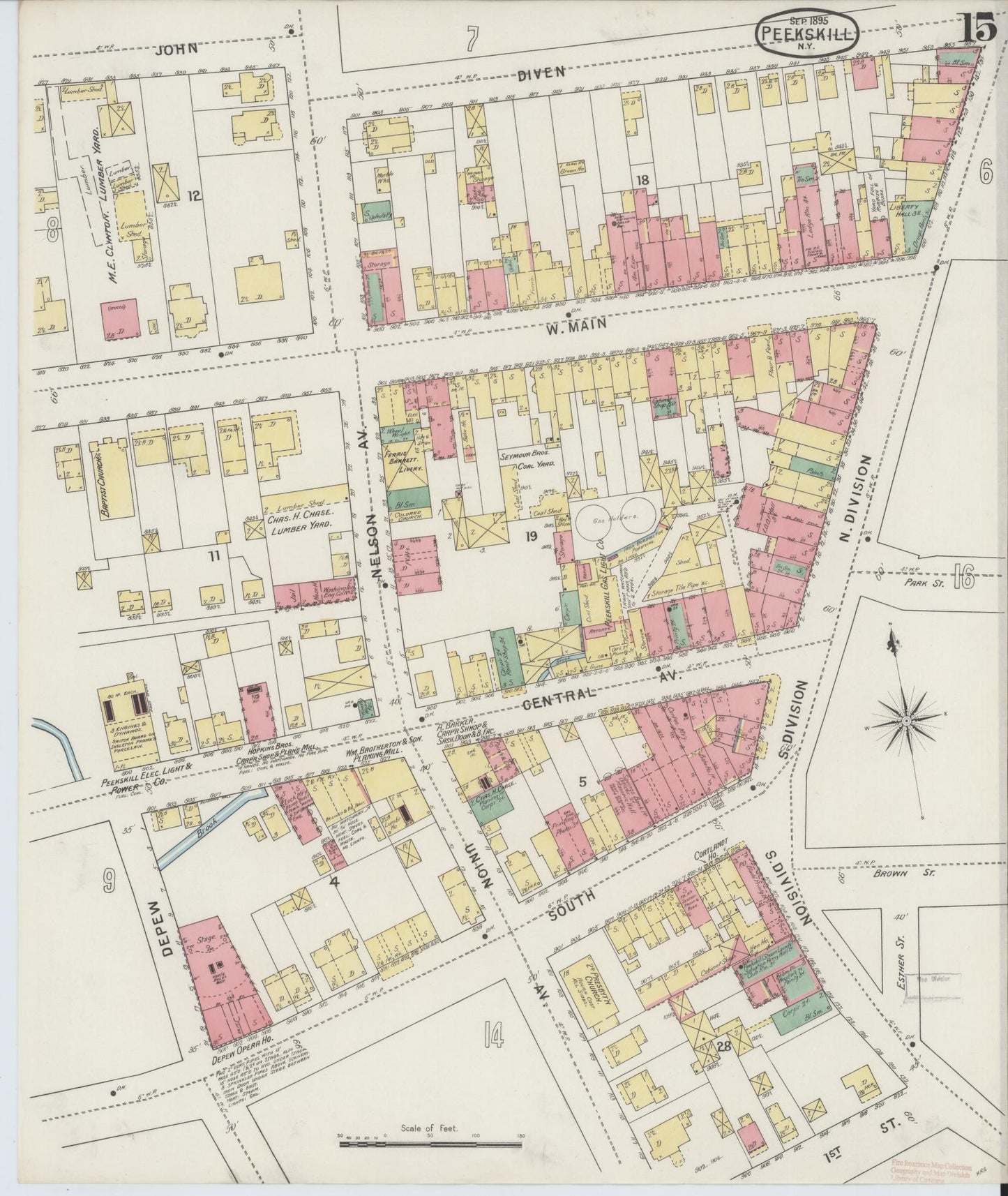 Sanborn Fire Insurance Map from Peekskill, Westchester County, New York (1895), Sheet #0015 - Complete Map Set gallery image, historic Sanborn map, vintage wall art, New York New York