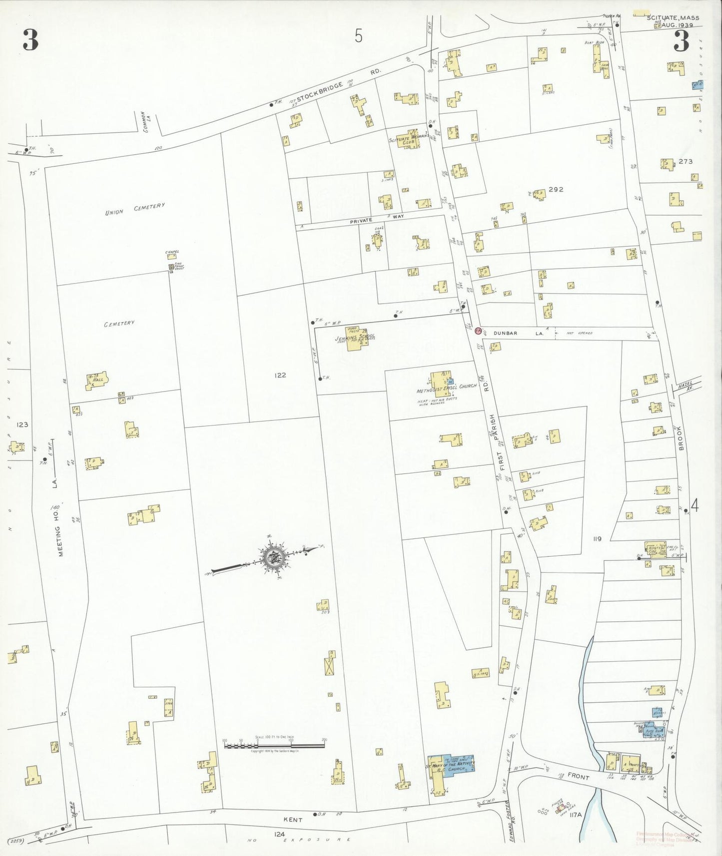 Sanborn Fire Insurance Map from Scituate, Plymouth County, Massachusetts (1939), Sheet #0003 - Complete Map Set gallery image, historic Sanborn map, vintage wall art, Massachusetts Massachusetts