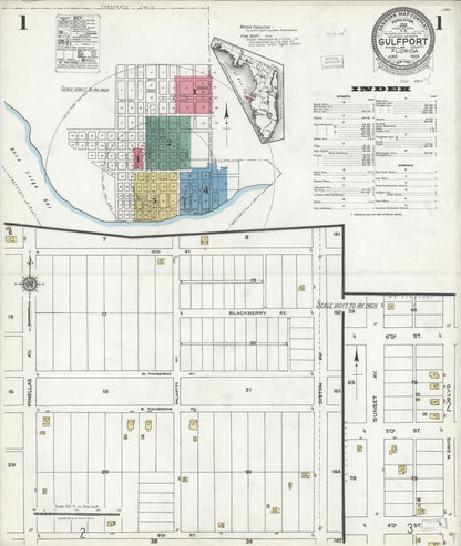Sanborn Fire Insurance Map from Gulfport, Pinellas County, Florida (1923), Sheet #0001 - Complete Map Set gallery image, historic Sanborn map, vintage wall art, Florida Florida
