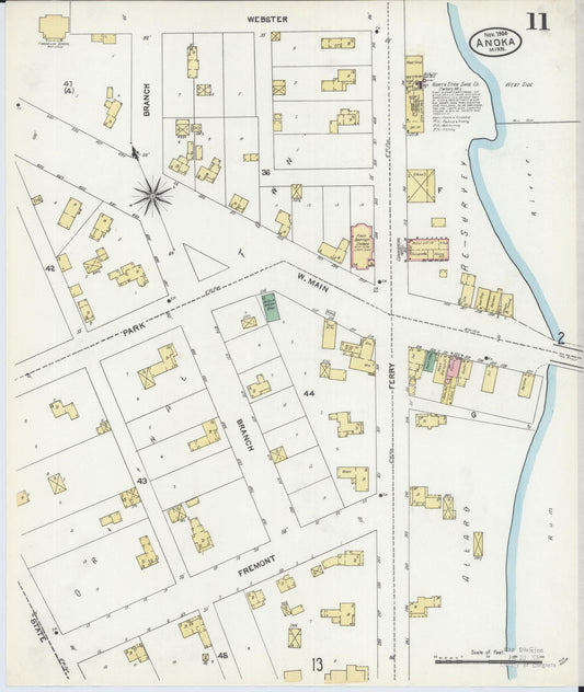 Sanborn Fire Insurance Map from Anoka, Anoka County, Minnesota (1904), Sheet #0011 - Historic Sanborn Fire Insurance Map Print, vintage old map wall art, antique decor, genealogy gift, Minnesota Minnesota map